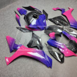 Yamaha R1 custom ABS fairings 2020 - 2025 in Gloss Pink & Blue Gradient Forged Carbon Style - durable replacement kit, Monster Fairings