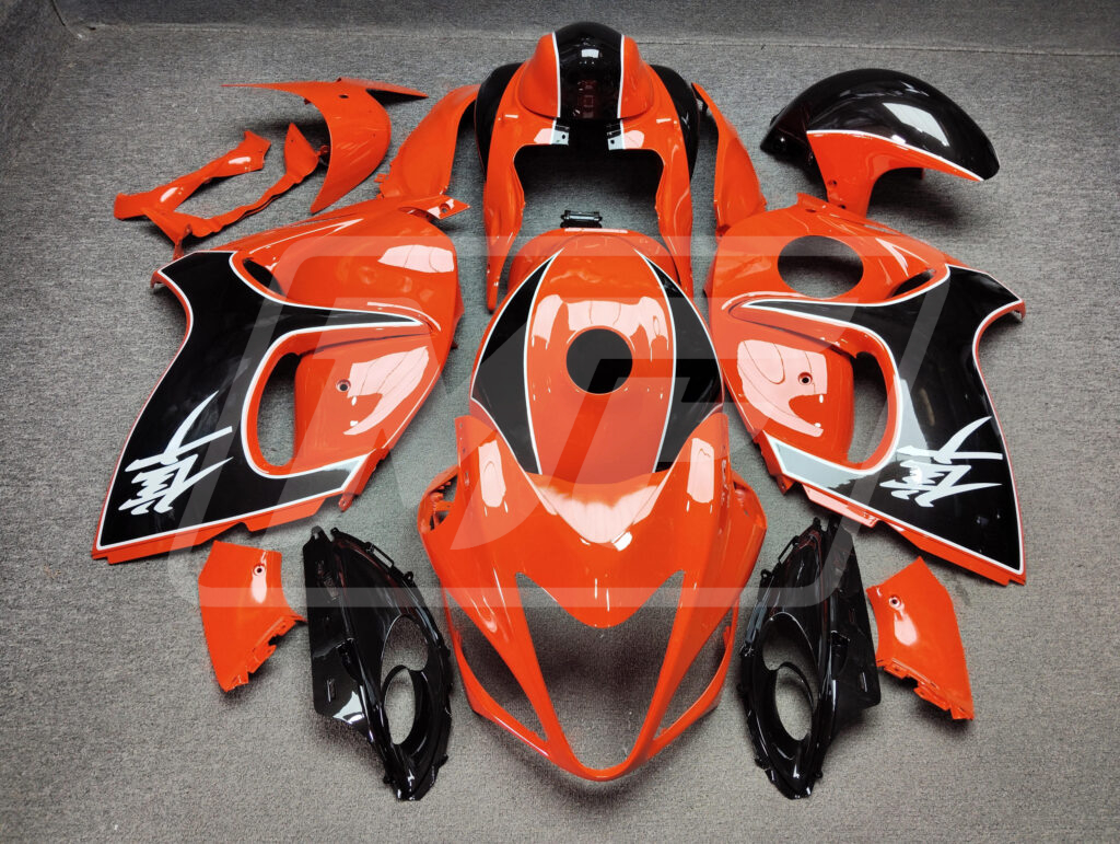 Suzuki GSXR 1300 2008 - 2020 Gloss Orange & Black ABS fairings - custom motorcycle bodywork kit by Monster Fairings