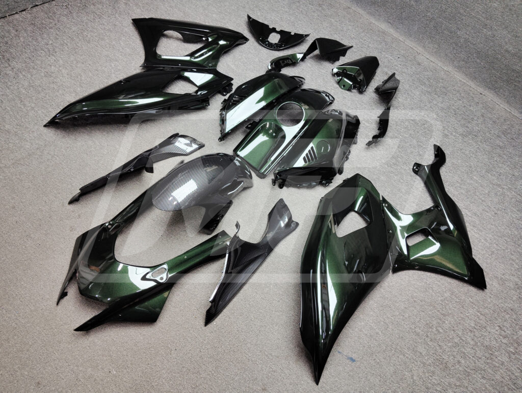 Gloss Olive Green Carbon Fiber Style ABS fairings for Yamaha R7 2021 - 2025 - premium OEM fit kit by Monster Fairings