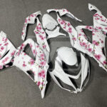Kawasaki ZX6R custom ABS fairings 2013 - 2018 in White Pink Cherry Blossom - durable replacement kit, Monster Fairings