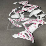 Monster Fairings ABS fairing kit for Kawasaki ZX6R 2013 - 2018 - White Pink Cherry Blossom, precise OEM fit