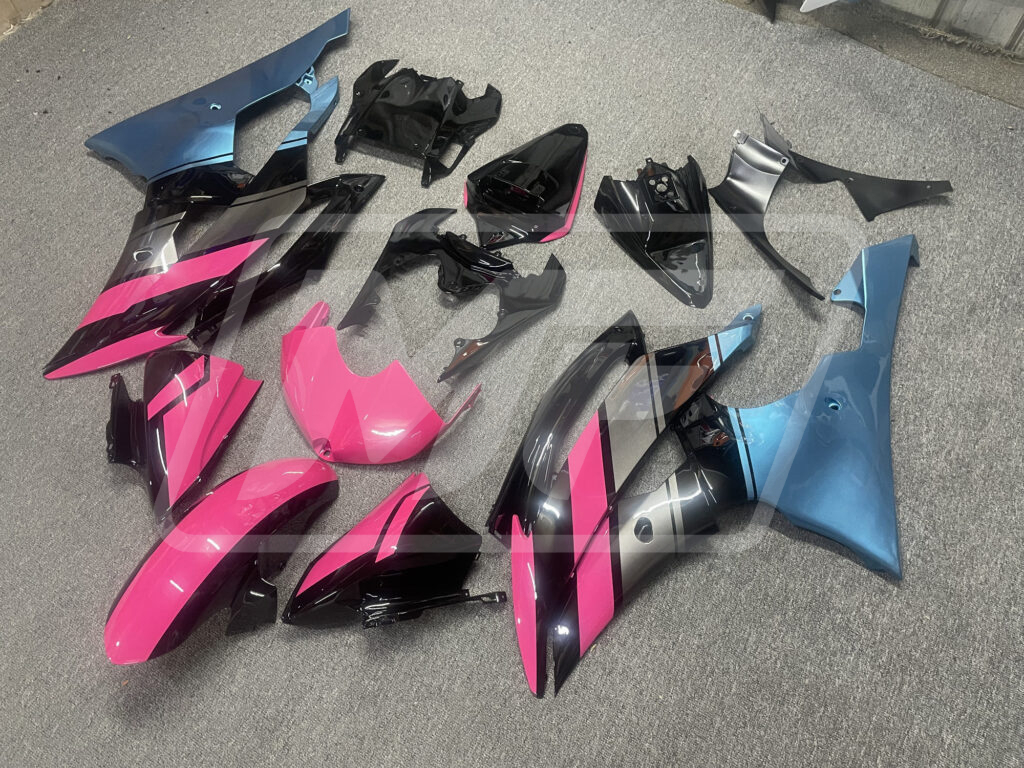 Yamaha R6 custom ABS fairings 2008 - 2016 in Pink Black & Light Blue - durable replacement kit, Monster Fairings