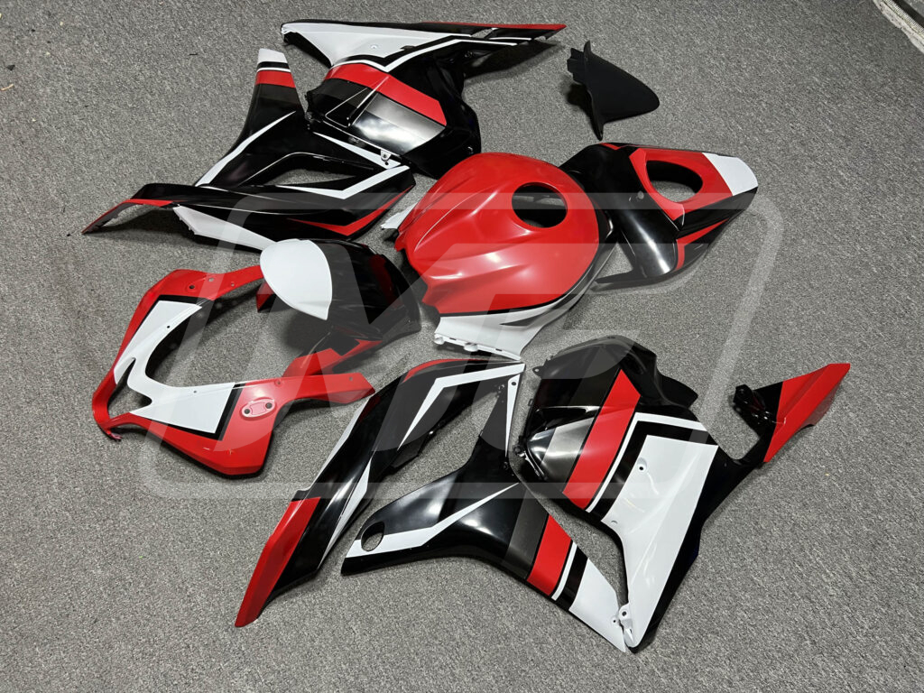 2009 - 2012 Honda CBR600RR Gloss Red Black & White fairing set - ABS injection, custom painted by Monster Fairings