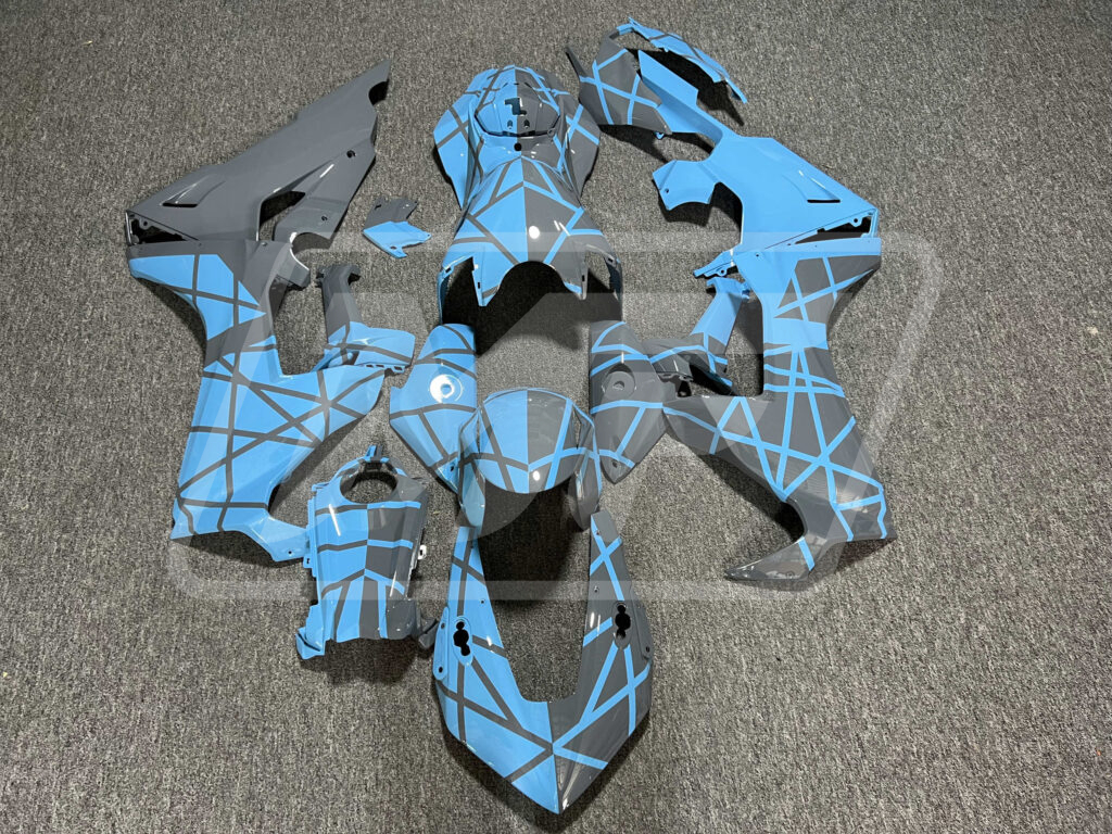Honda CBR1000RR 2017 - 2025 Gloss Baby Blue Gray Split ABS fairings - custom motorcycle bodywork kit by Monster Fairings