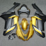 Kawasaki ZX6R 2007 - 2008 Matte Gold & Black White ABS fairings - custom motorcycle bodywork kit by Monster Fairings