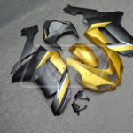 Kawasaki ZX6R custom ABS fairings 2007 - 2008 in Matte Gold & Black White - durable replacement kit, Monster Fairings