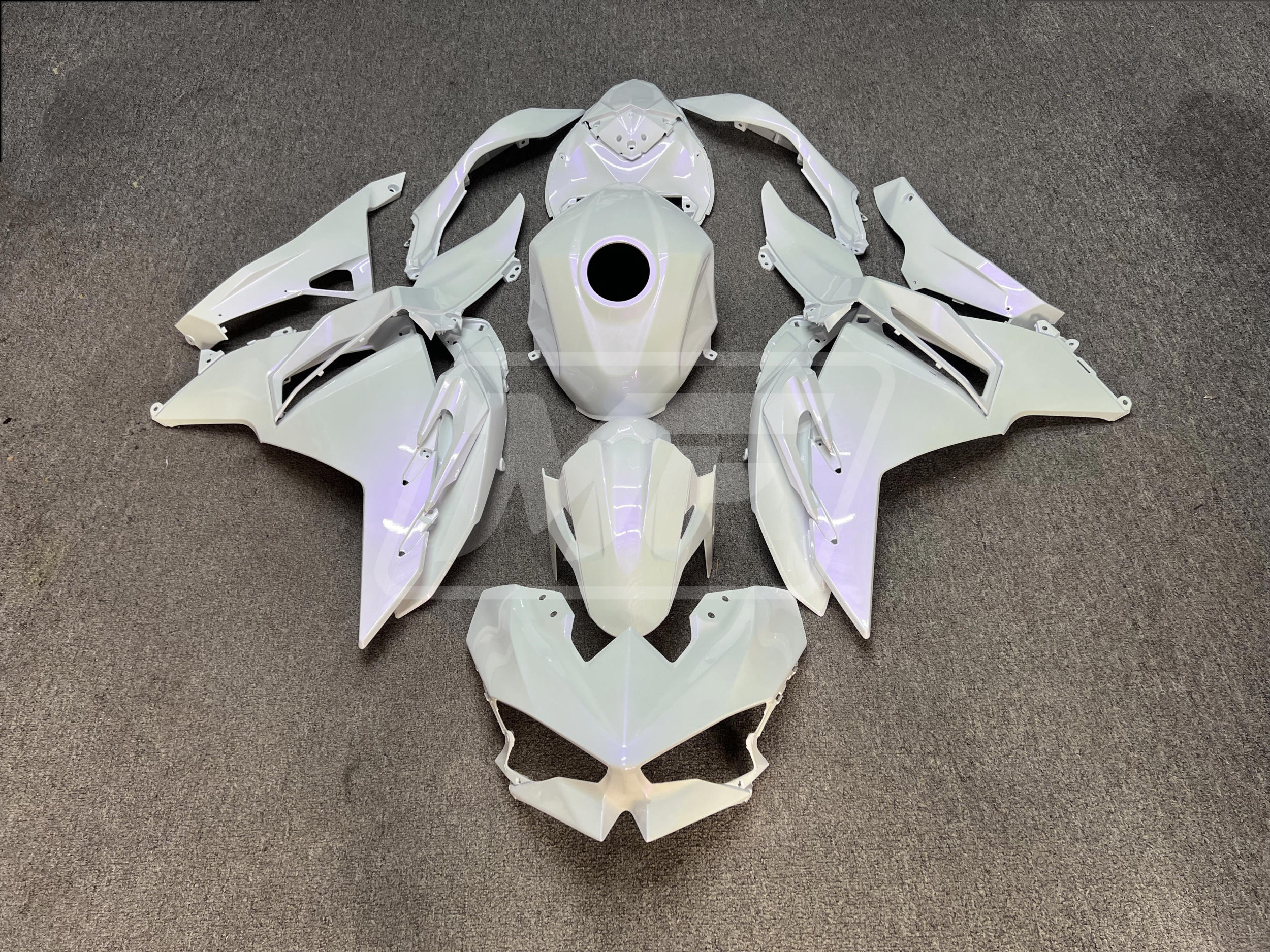 その他 origami Kawasaki Ninja 500 2024-2025 Pearl White Purple ABS Fairings