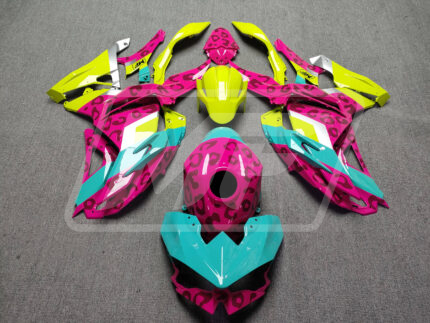 Kawasaki Ninja 500 2024-2026 Light Blue with Yellow & Pink Leopard ABS Fairings | Monster Fairings