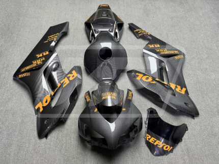 (IN STOCK) Honda CBR1000RR 2004-2005 Gloss Carbon Fiber Style with Orange ABS Fairings | Monster Fairings