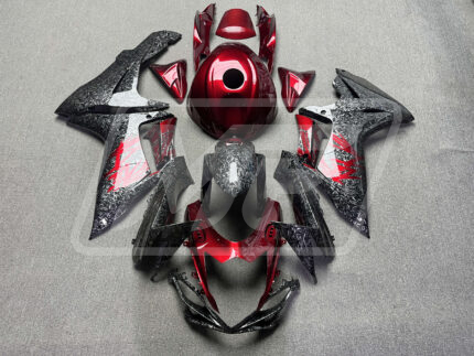 Suzuki GSXR 600-750 2011-2026 Gloss Candy Red with Forged Carbon Fiber Style ABS Fairings | Monster Fairings