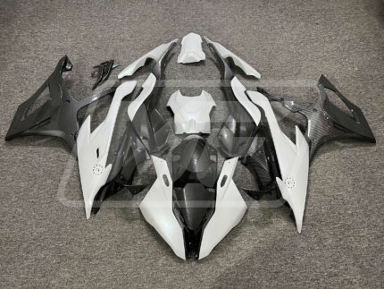 BMW S1000RR 2019-2022 Gloss White with Carbon Fiber Style Style ABS Fairings | Monster Fairings