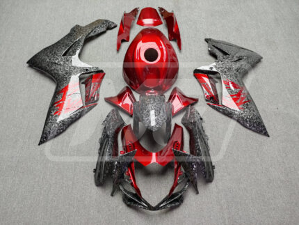 Suzuki GSXR 600-750 2004-2005 Gloss Candy Red with Forged Carbon Fiber Style ABS Fairings | Monster Fairings