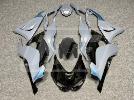 Kawasaki ZX6R 2024-2025 Nardo Gray & Black with Sky Blue ABS Fairings | Monster Fairings