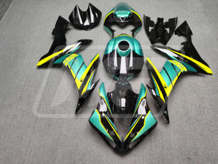 Yamaha R1 2004-2006 Gloss Black & Teal with Yellow ABS Fairings | Monster Fairings