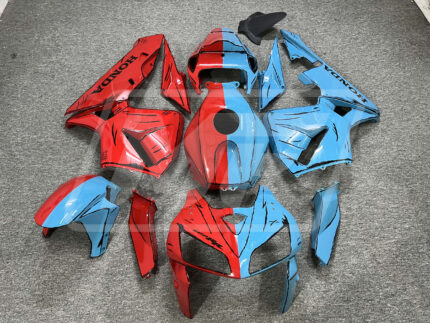 (IN STOCK) Honda CBR600RR 2005-2006 Gloss Red & Light Blue Split ABS Fairings | Monster Fairings