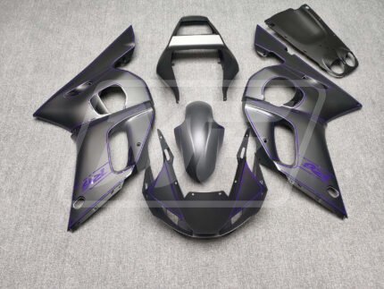Yamaha R6 1998-2002 Matte Black with Purple ABS Fairings | Monster Fairings