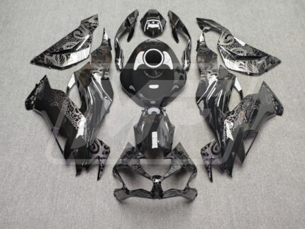 Kawasaki ZX6R 2019-2023 Gloss Black Tribal ABS Fairings | Monster Fairings