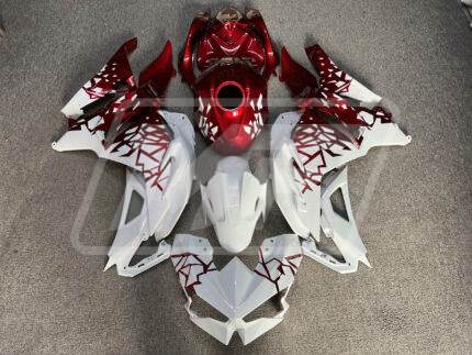 Kawasaki Ninja 500 2024-2025 Gloss White & Candy Red Shattered ABS Fairings | Monster Fairings