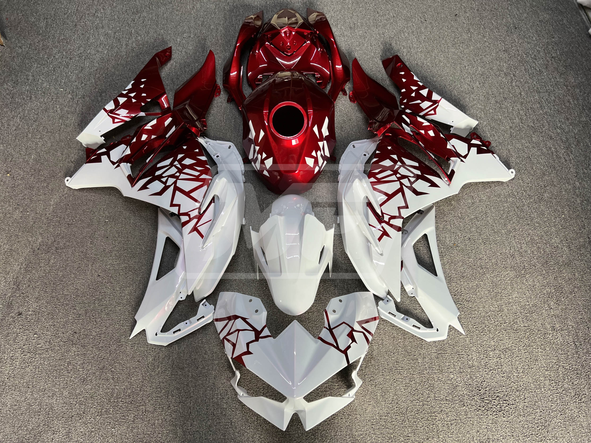 Kawasaki Ninja 500 2024-2025 Gloss White & Candy Red Shattered ABS