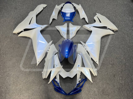 Suzuki GSXR 600-750 2011-2025 Gloss White Chameleon with Blue ABS Fairings | Monster Fairings