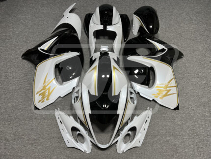 Suzuki GSXR 1300 2008-2020 Gloss Black & White with Gold ABS Fairings | Monster Fairings