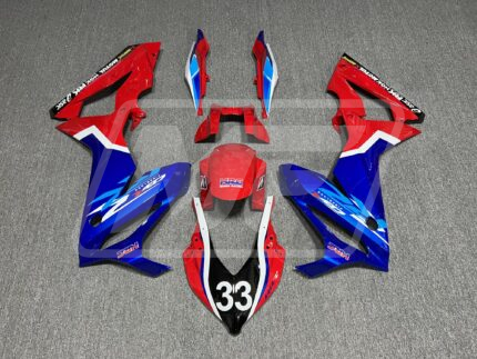 (IN STOCK) Honda CBR650R 2021-2023 Gloss Red & Blue with White ABS Fairings | Monster Fairings