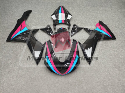 Suzuki GSXR 600-750 2011-2026 Gloss Black With Pink & Light Blue Race ABS Fairings | Monster Fairings
