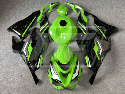 (IN STOCK) Kawasaki ZX6R 2024-2026 Gloss Green & Black with Gray & White ABS Fairings | Monster Fairings