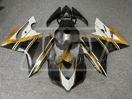 Ducati 1199 2012-2015 Gloss Black & White with Gold ABS Fairings | Monster Fairings