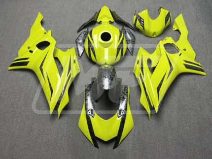 Yamaha R6 2017-2022 Gloss Yellow with Forged Carbon Fiber Style ABS Fairings | Monster Fairings