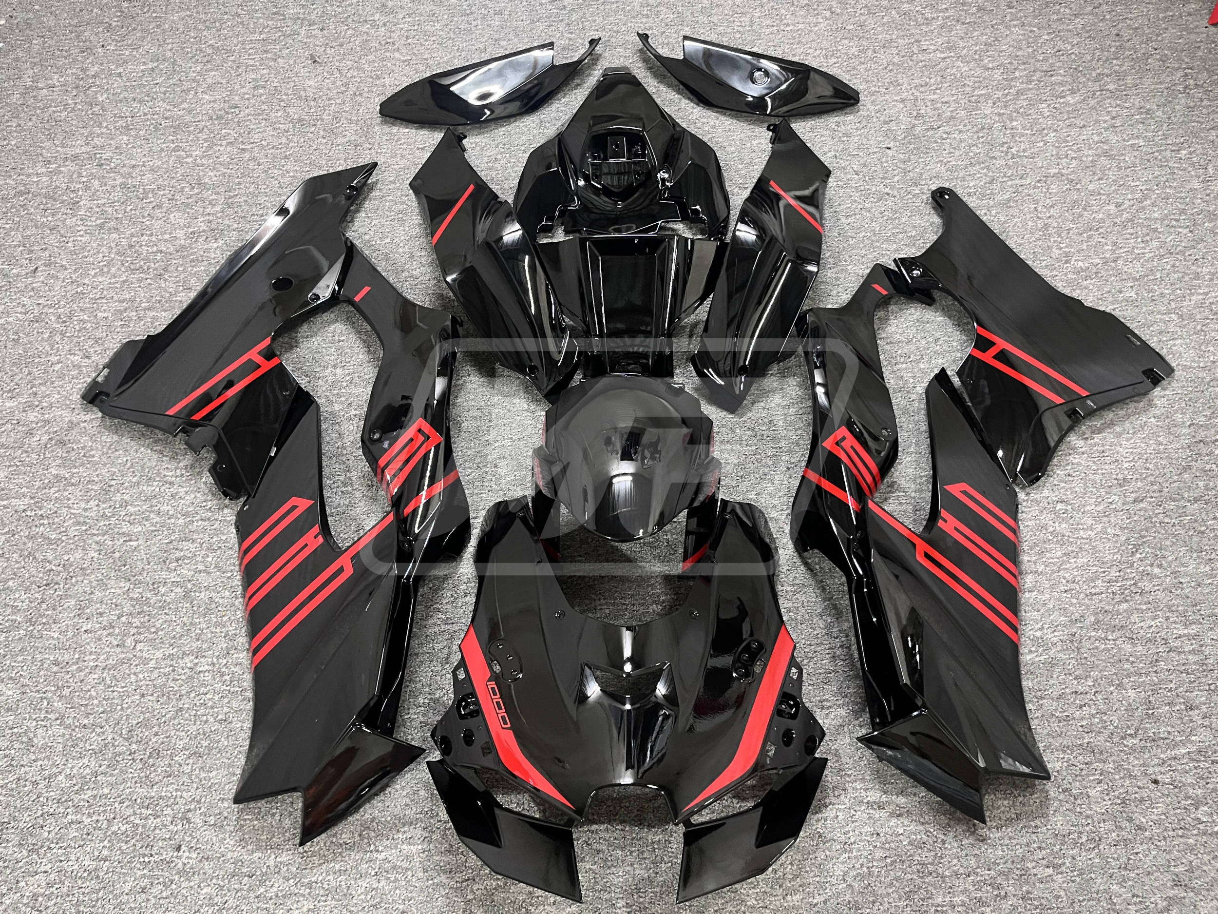 Kawasaki ZX10R 2021-2025 Gloss Black & Red ABS Fairings | Monster