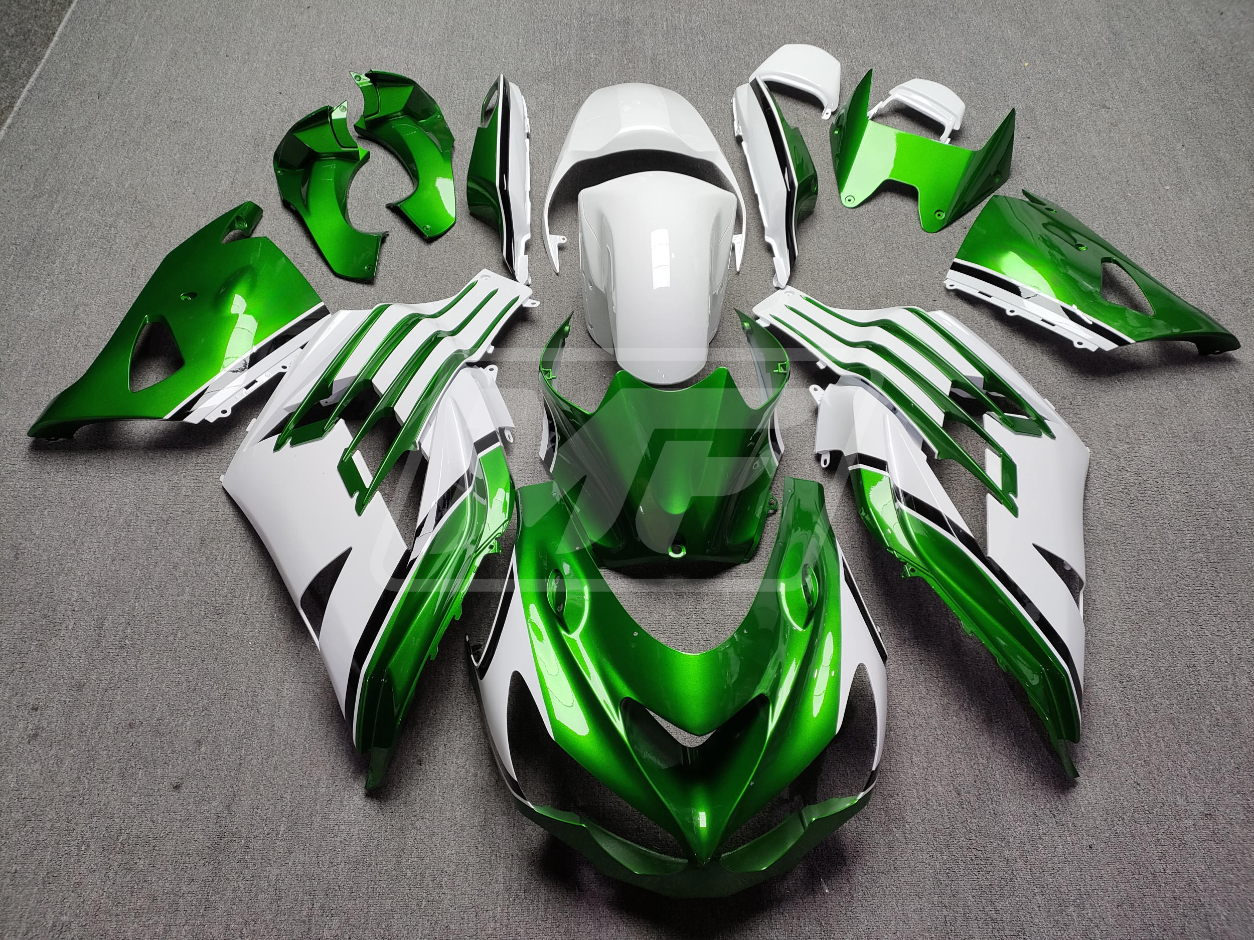 Kawasaki ZX14R 2012-2024 Gloss White & Green with Black ABS