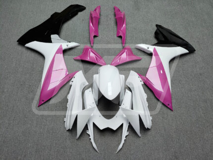 Suzuki GSXR 600-750 2011-2026 Gloss White & Pink with Black ABS Fairings | Monster Fairings