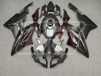 BMW S1000RR 2015-2016 Gloss Dark Gray with Red Carbon Fiber Style ABS Fairings | Monster Fairings