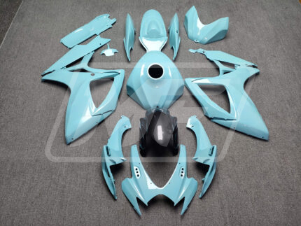 Suzuki GSXR 600-750 2006-2007 Gloss Baby Blue with Carbon Fiber Style ABS Fairings | Monster Fairings