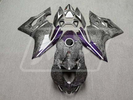 Ducati 1199 Gloss Forged Carbon Fiber Style with Purple & White ABS Fairings | Monster Fairings