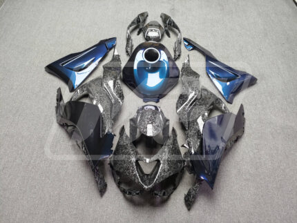 Kawasaki ZX6R 2024-2026 Gloss Blue Chameleon with Forged Carbon Fiber Style ABS Fairings | Monster Fairings