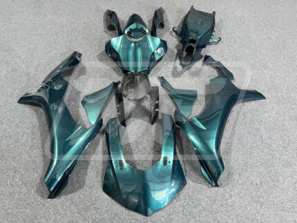 Yamaha R1 2015-2019 Gloss Teal with Carbon Fiber Style ABS Fairings | Monster Fairings