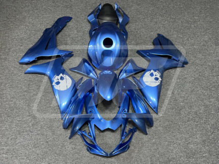 Suzuki GSXR 600-750 2011-2026 Gloss Azure Blue & White Skull ABS Fairings | Monster Fairings