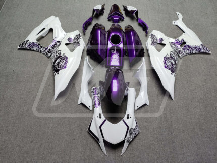 Yamaha R7 2021-2025 Gloss White & Purple Roses ABS Fairings | Monster Fairings