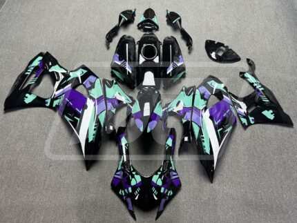 Yamaha R7 2021-2025 Gloss Black with Purple & Aqua ABS Fairings | Monster Fairings