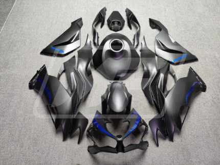 Kawasaki ZX6R 2019-2023 Matte Black & Blue ABS Fairings | Monster Fairings