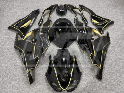 Kawasaki ZX6R 2024-2026 Gloss Black & Gold ABS Fairings | Monster Fairings