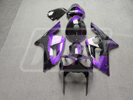 Kawasaki ZX6R 2003-2004 Gloss Black & Purple Wreckage ABS Fairings | Monster Fairings