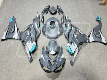 Kawasaki ZX6R 2024-2026 Matte Nardo Gray & White with Blue ABS Fairings | Monster Fairings