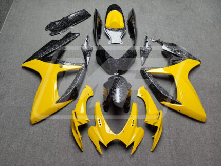 Suzuki GSXR 600-750 2006-2007 Gloss Yellow & Forged Carbon Fiber Style ABS Fairings | Monster Fairings