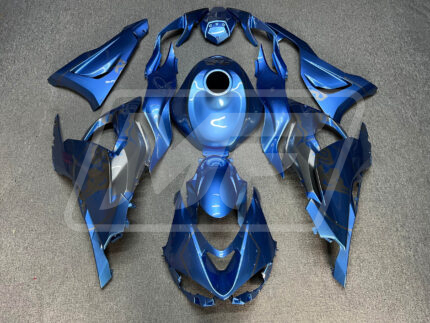 Kawasaki ZX6R 2024-2026 Gloss Blue & Silver Bull ABS Fairings | Monster Fairings