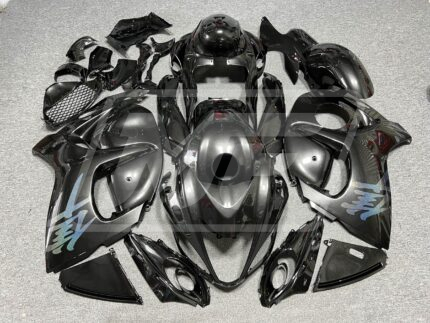 Suzuki GSXR 1300 2008-2020 Gloss Metallic Black & Rainbow Silver ABS Fairings | Monster Fairings