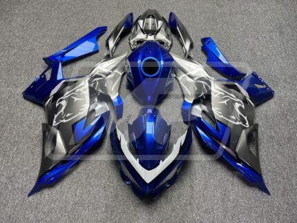 Kawasaki Ninja 400 2018-2024 Gloss Blue & Metallic Black with White Cougar ABS Fairings | Monster Fairings