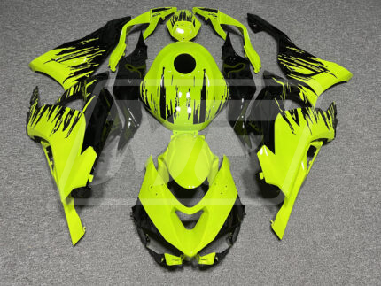 Kawasaki ZX6R 2024-2026 Gloss Black & High Vis Yellow Splash ABS Fairings | Monster Fairings